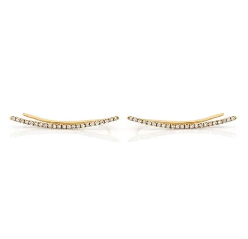 Ef Collection Diamond Curved Bar Yellow Gold Ear Cuff