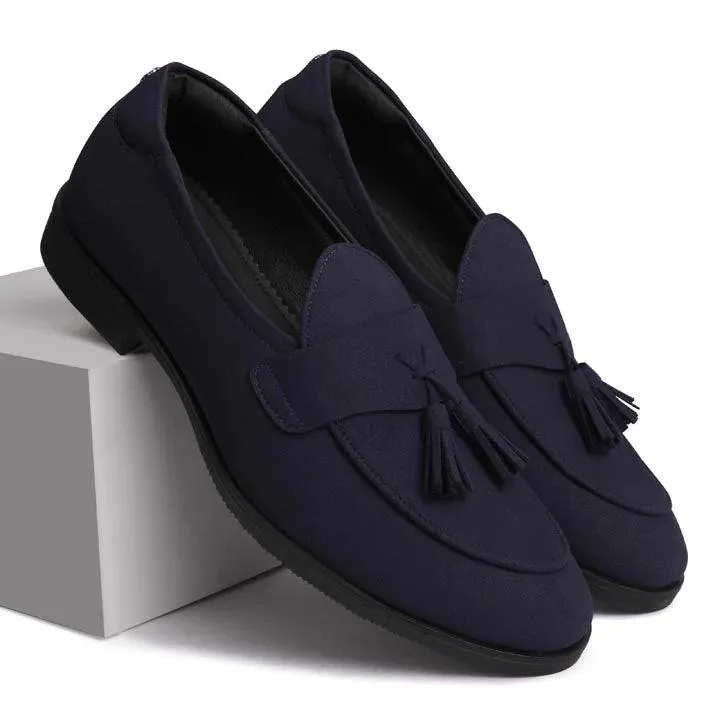 El Moho - Navy Blue Suede Tassel Slip-On