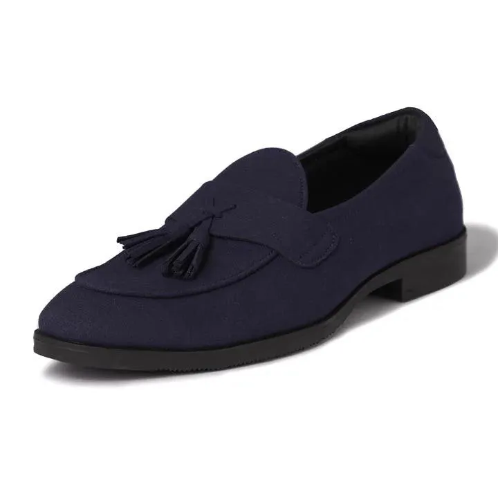 El Moho - Navy Blue Suede Tassel Slip-On