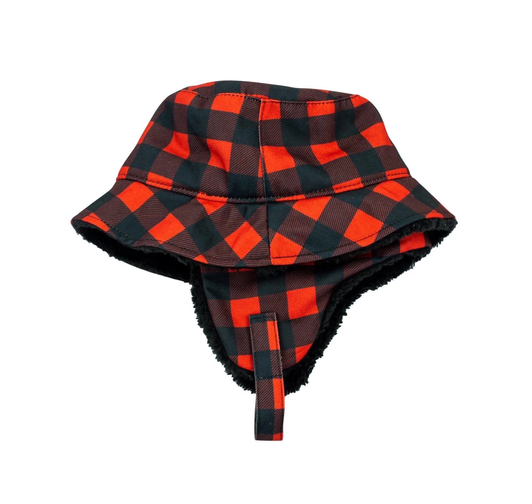 Flapjack Kids Winter Bucket Hat Red Buffalo Check