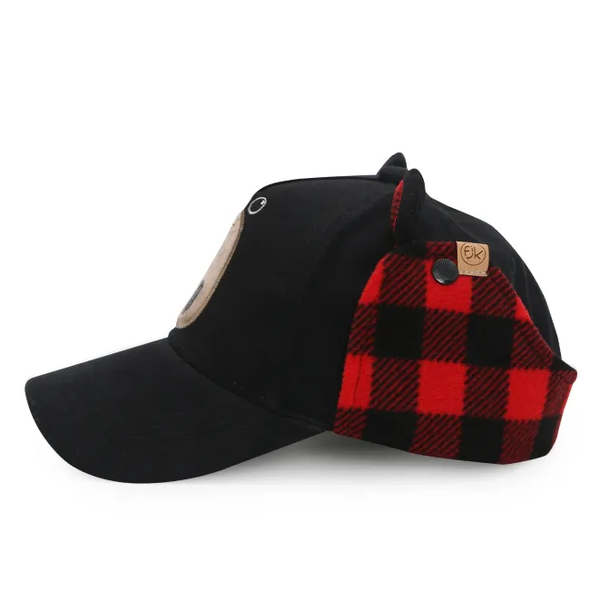 flapjacks 3D cap with earflaps black bear