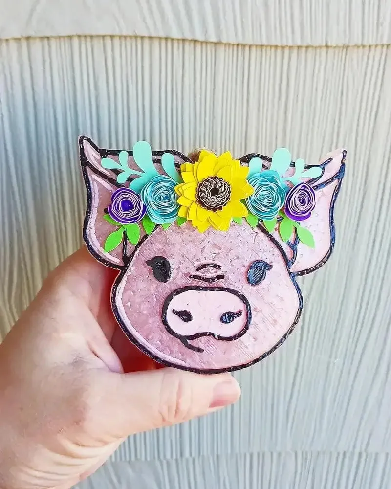 Floral Piggy Car Freshie (Sparkling Clean)