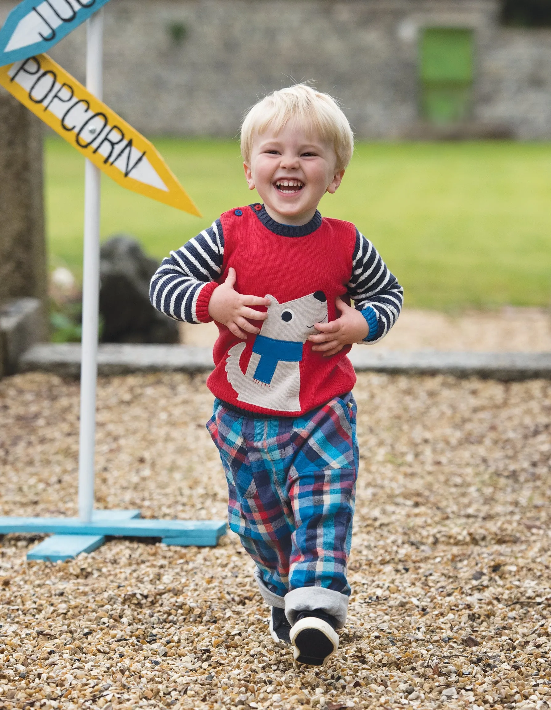 Frugi Baby Jack Knitted Jumper Tomato Dog Sweater