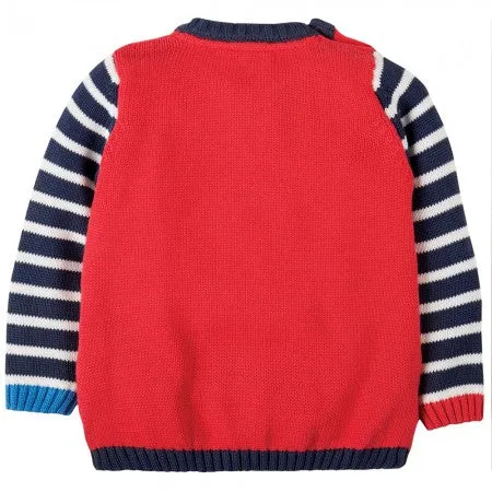 Frugi Baby Jack Knitted Jumper Tomato Dog Sweater