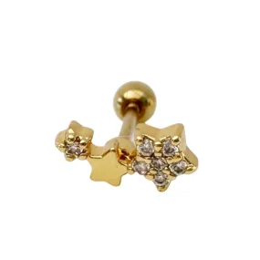 Galaxy of Stars Gold Barbell Earring