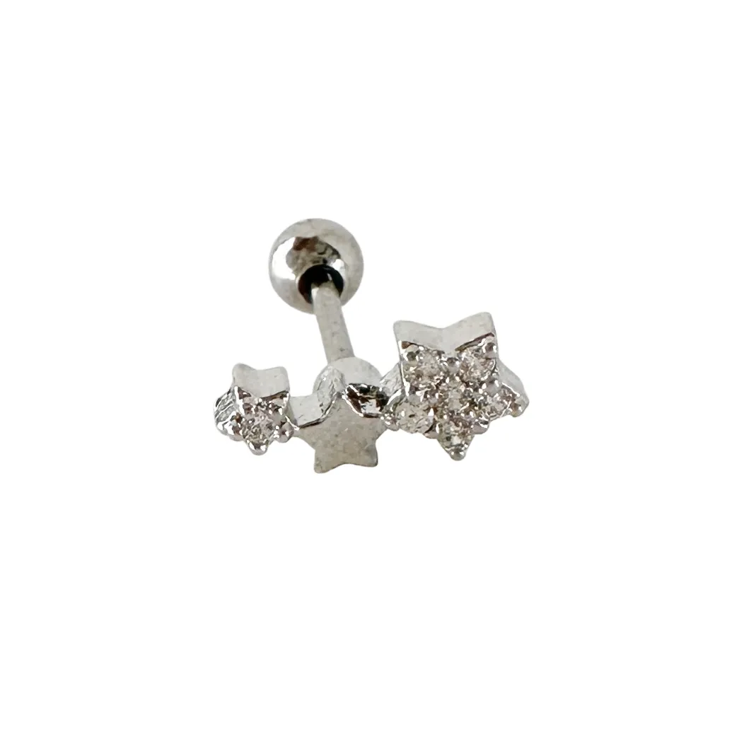 Galaxy of Stars Silver Barbell Earring