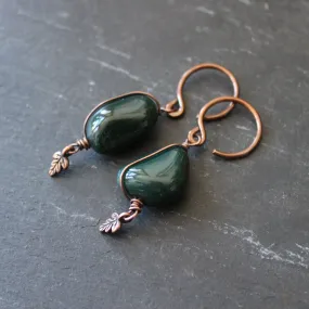 Greenwoman Hangers in Bloodstone and Copper. 16g.