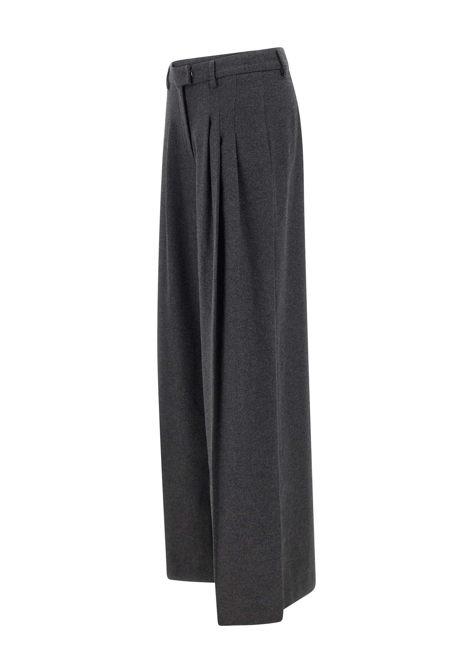 Grey Cotton Wool Palazzo Trousers