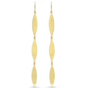 Hammered Three Marquise Drop Earrings