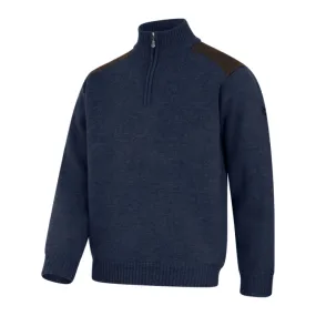 Hoggs of Fife Hebrides II Zip Neck Windproof Pullover - Storm Blue Marl