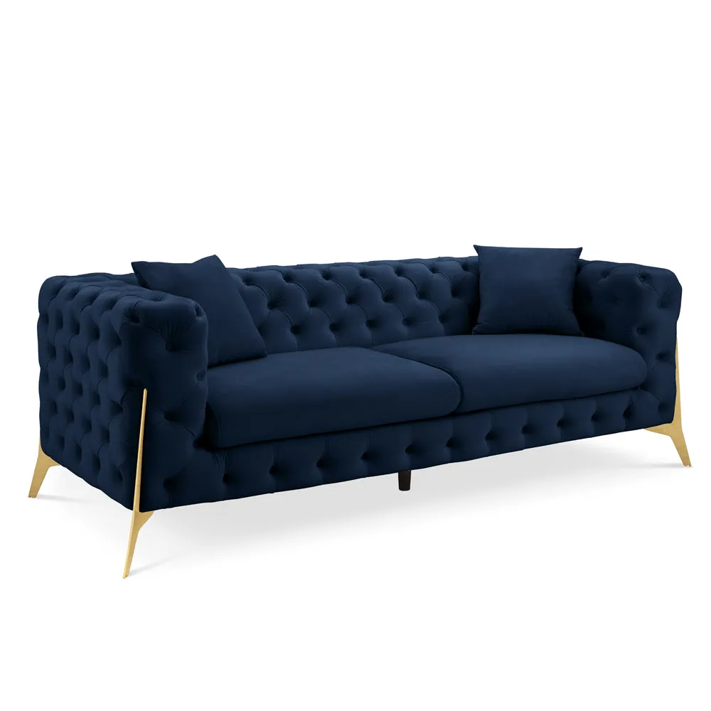 Jaguar 2 3 Seater Sofa Set Chesterfield Design Velvet, Dark Blue Velvet