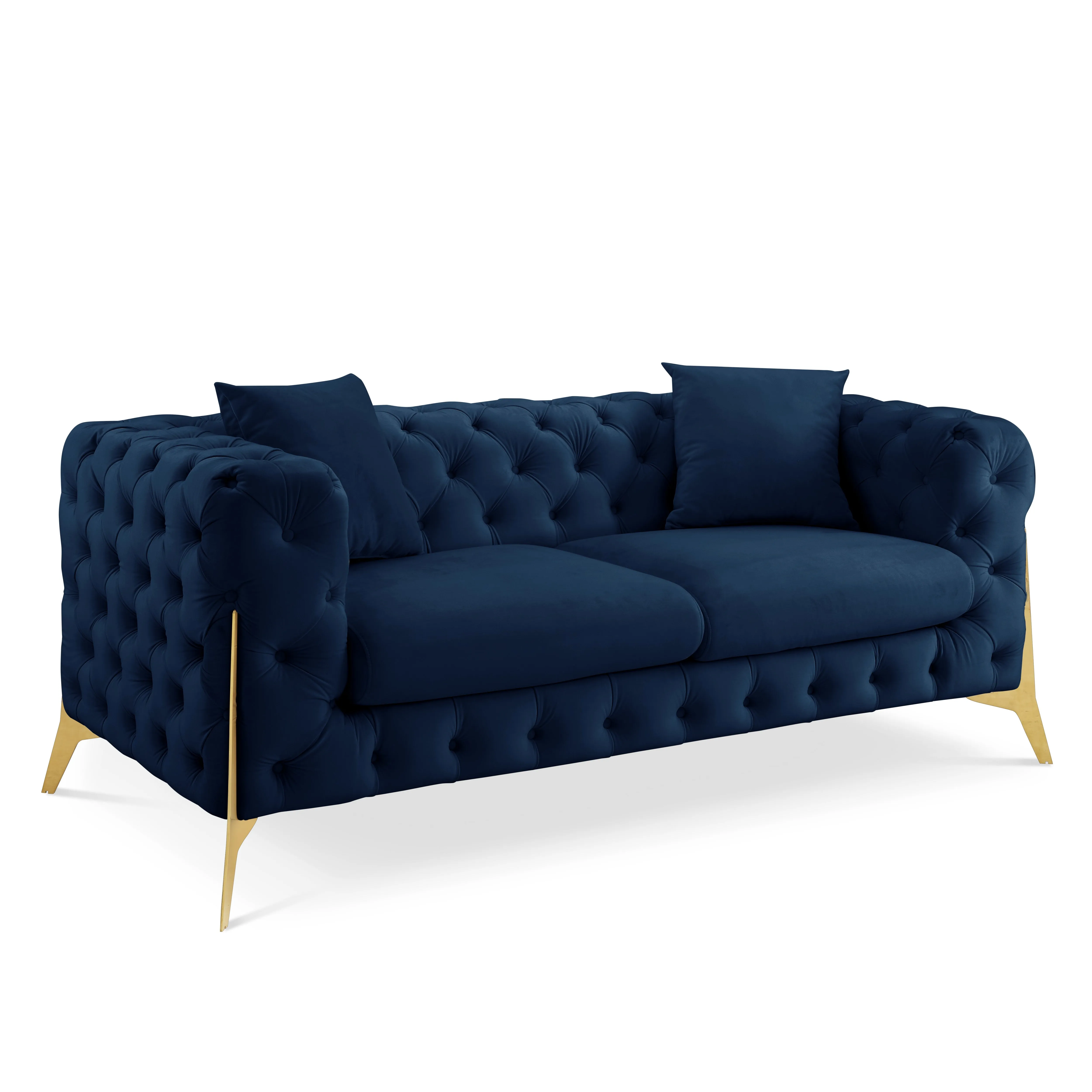 Jaguar 2 3 Seater Sofa Set Chesterfield Design Velvet, Dark Blue Velvet