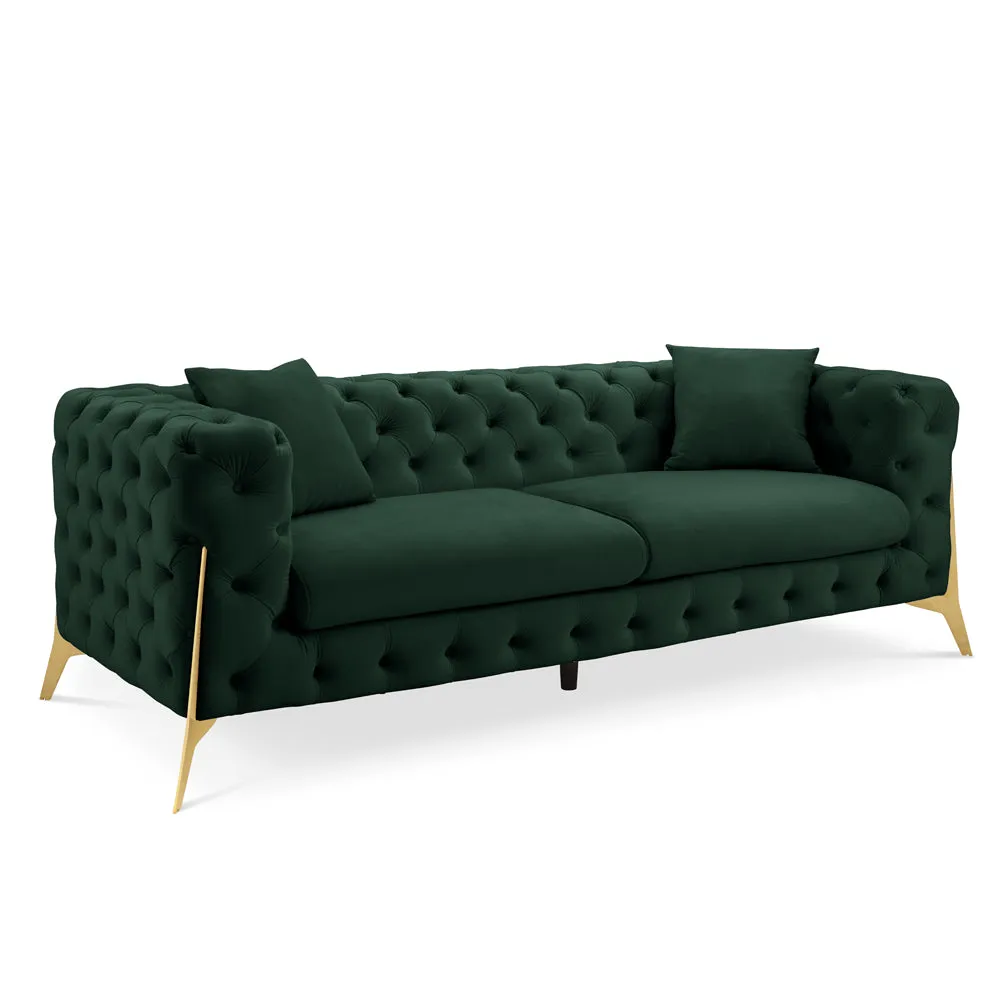 Jaguar 2 3 Seater Sofa Set Chesterfield Design Velvet, Dark Green Velvet