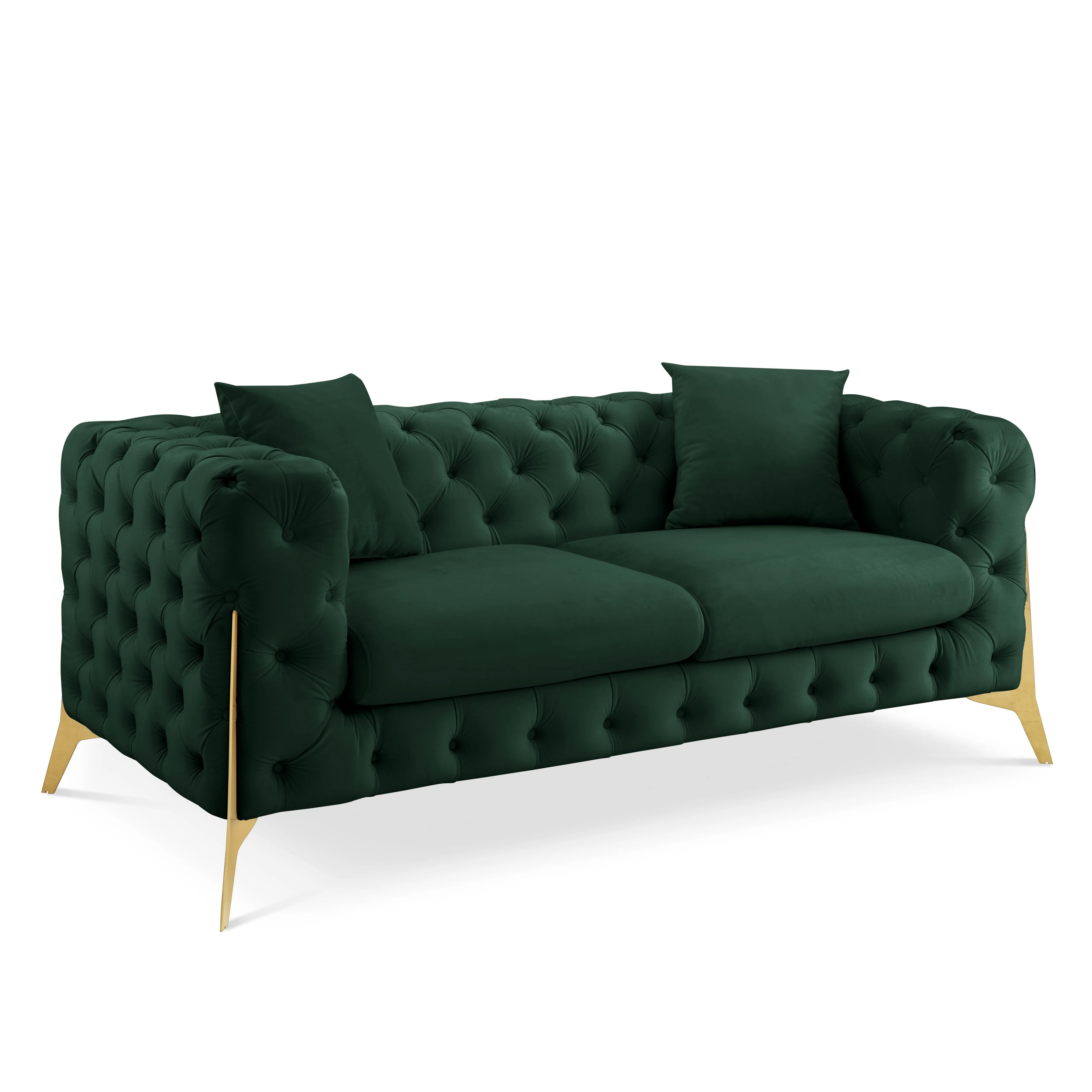 Jaguar 2 3 Seater Sofa Set Chesterfield Design Velvet, Dark Green Velvet