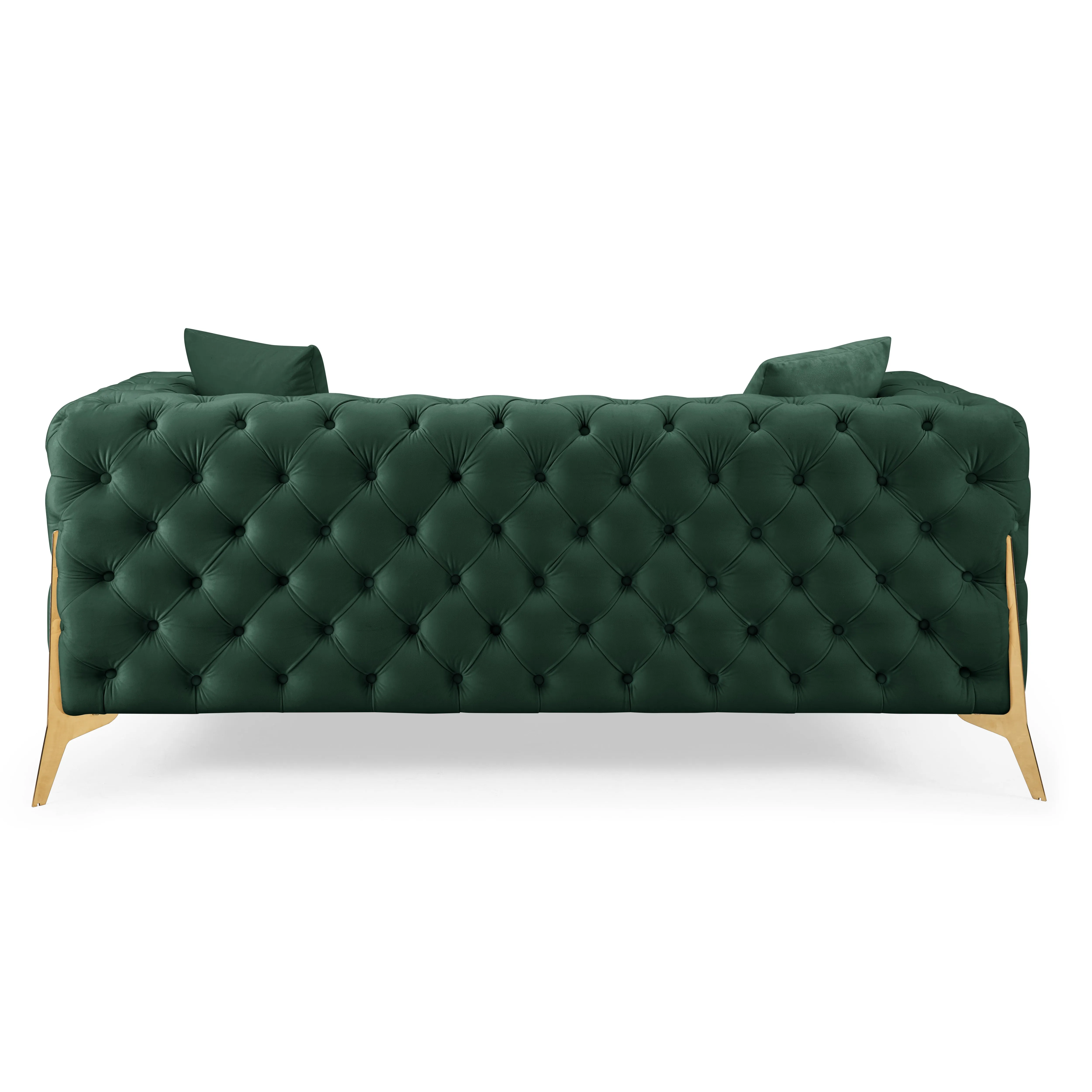 Jaguar 2-Seater Sofa Chesterfield Design Velvet, Dark Green Velvet