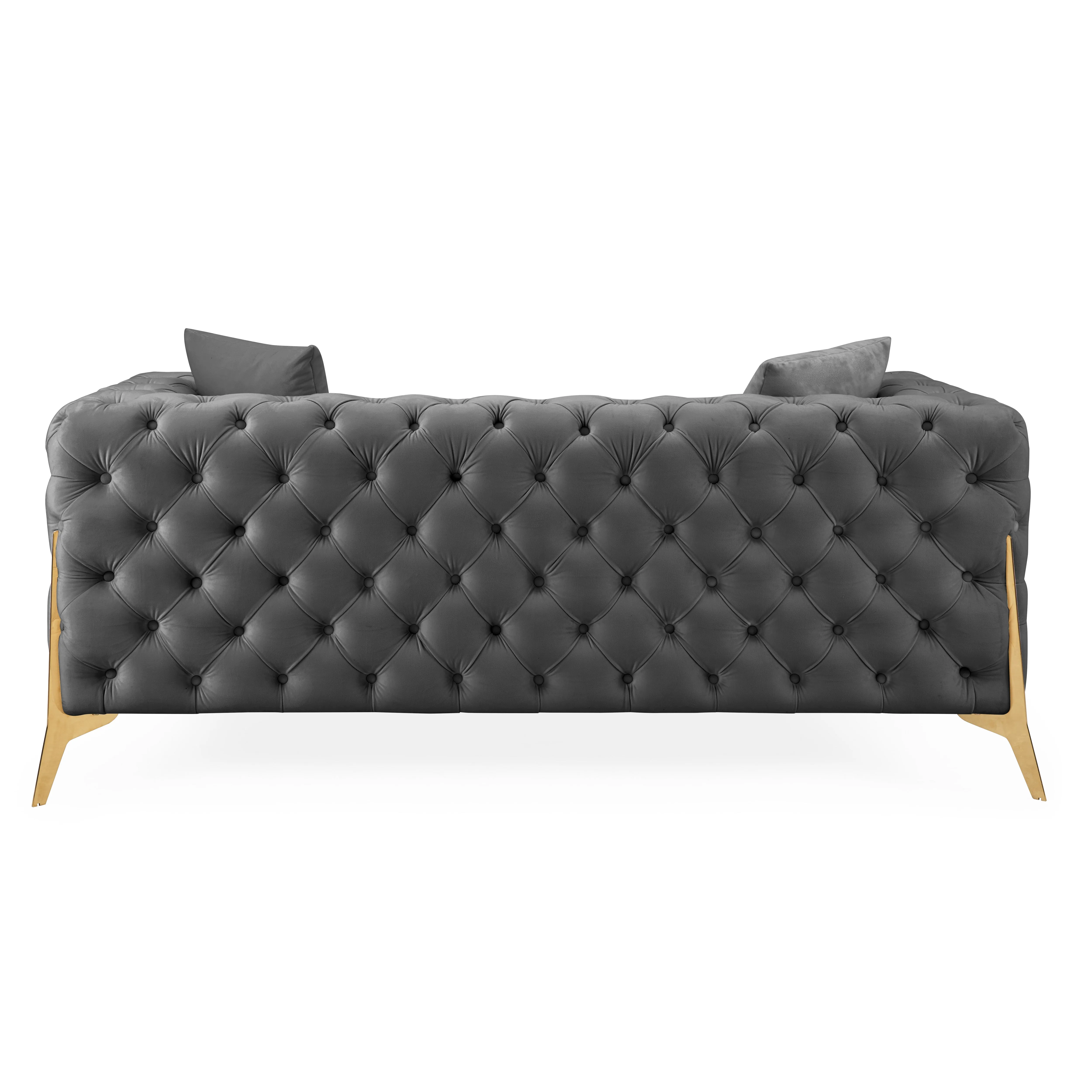 Jaguar 2-Seater Sofa Chesterfield Design Velvet, Dark Grey Velvet