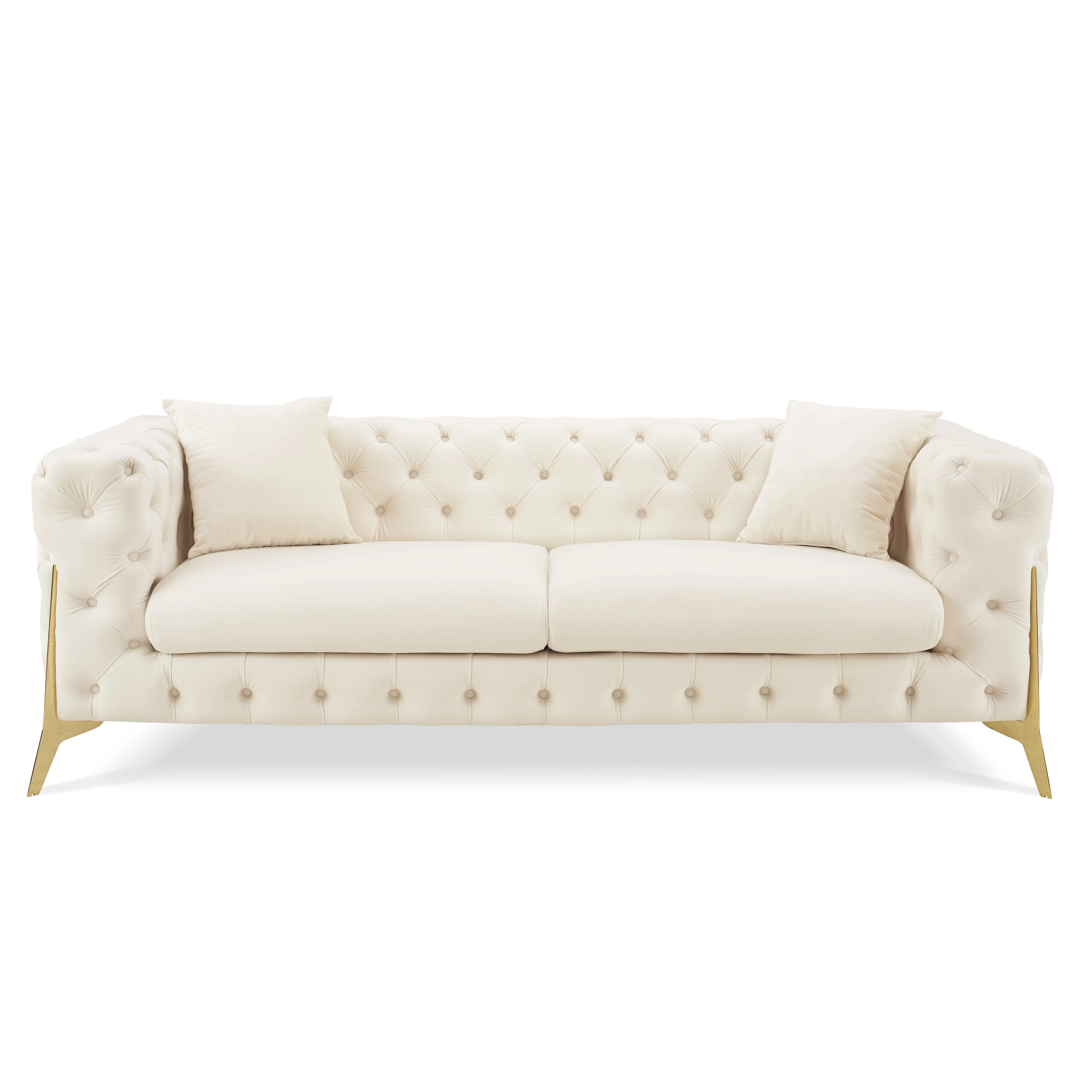 Jaguar 3-Seater Sofa Chesterfield Design Velvet, Cream Velvet