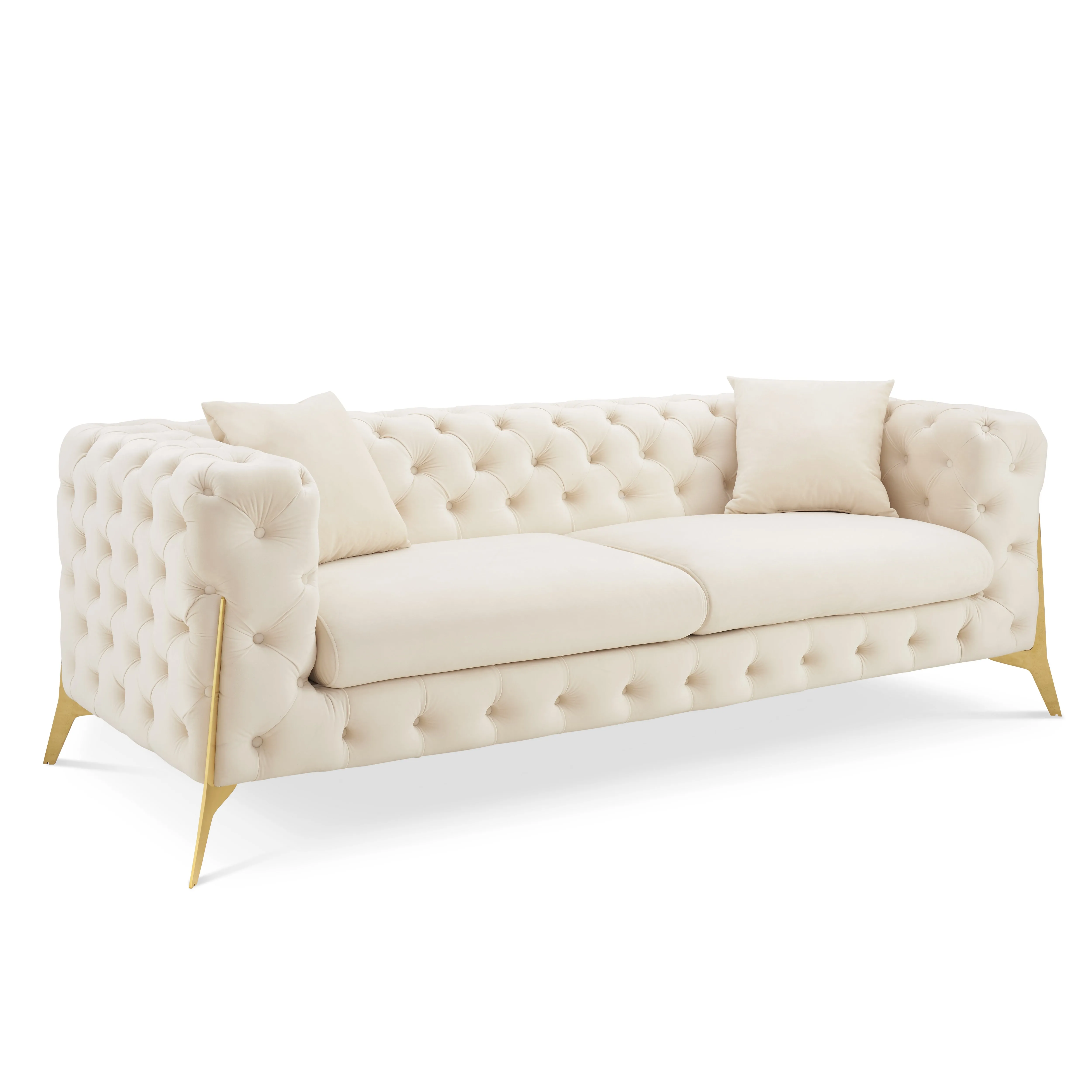 Jaguar 3-Seater Sofa Chesterfield Design Velvet, Cream Velvet