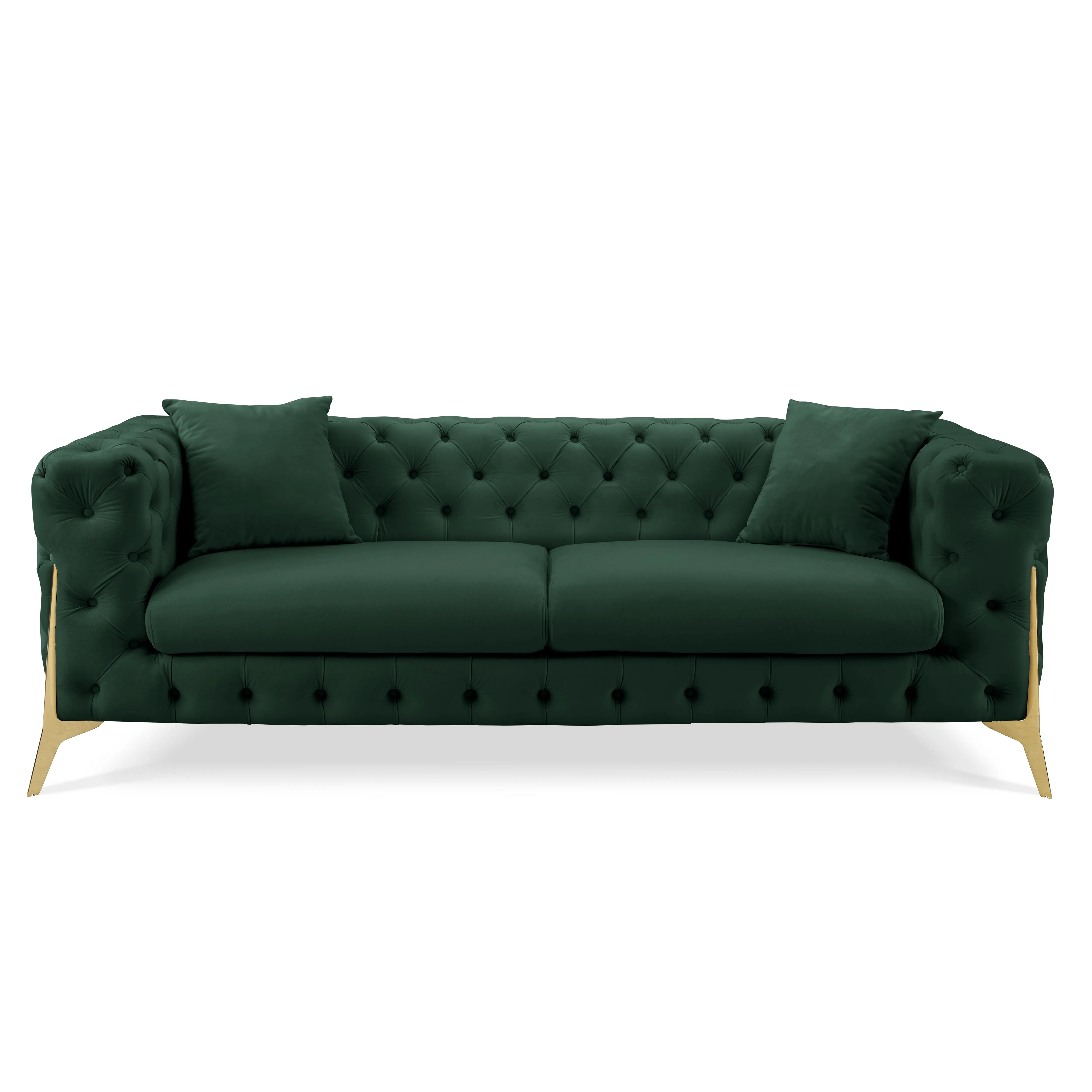 Jaguar 3-Seater Sofa Chesterfield Design Velvet, Dark Green Velvet