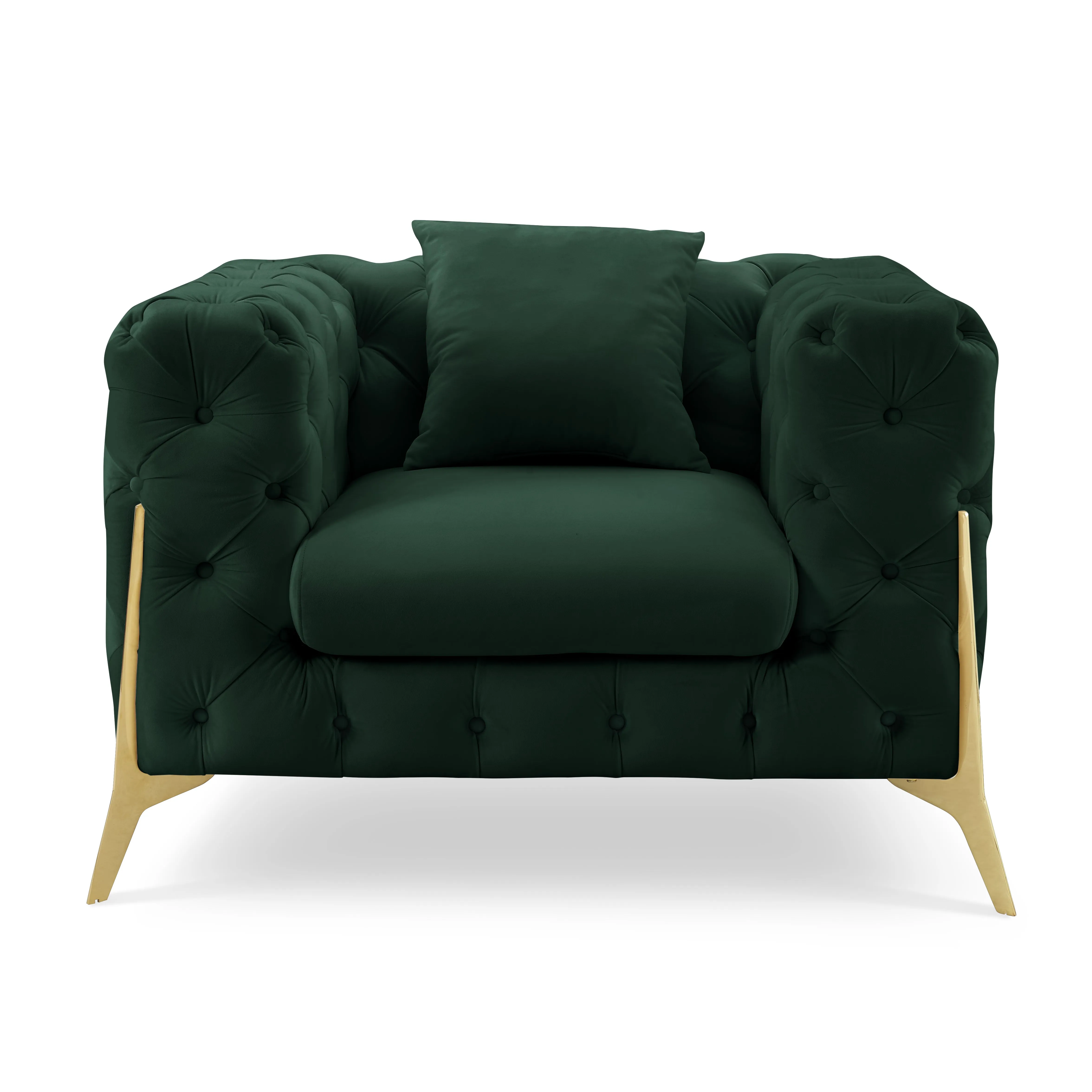 Jaguar Armchair Chesterfield Design Velvet, Dark Green Velvet