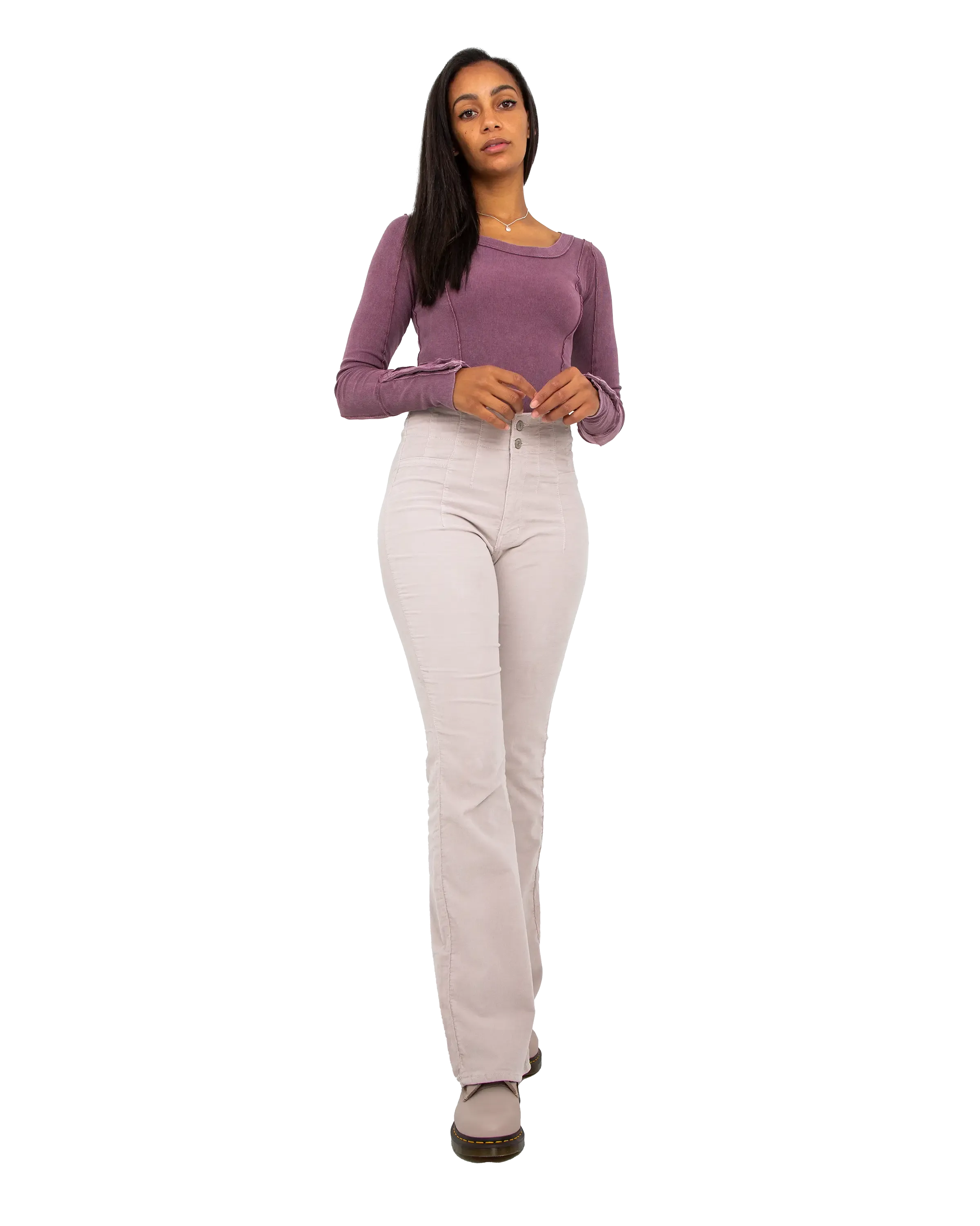 Jayde Cord Flare Trousers in Love Stone