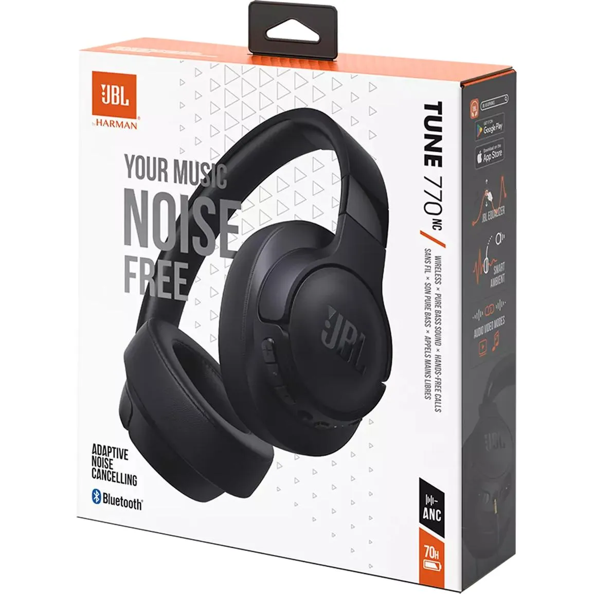 JBL Bluetooth Over-the-Ear Headphones with Microphone TUNE770NCBLKAM