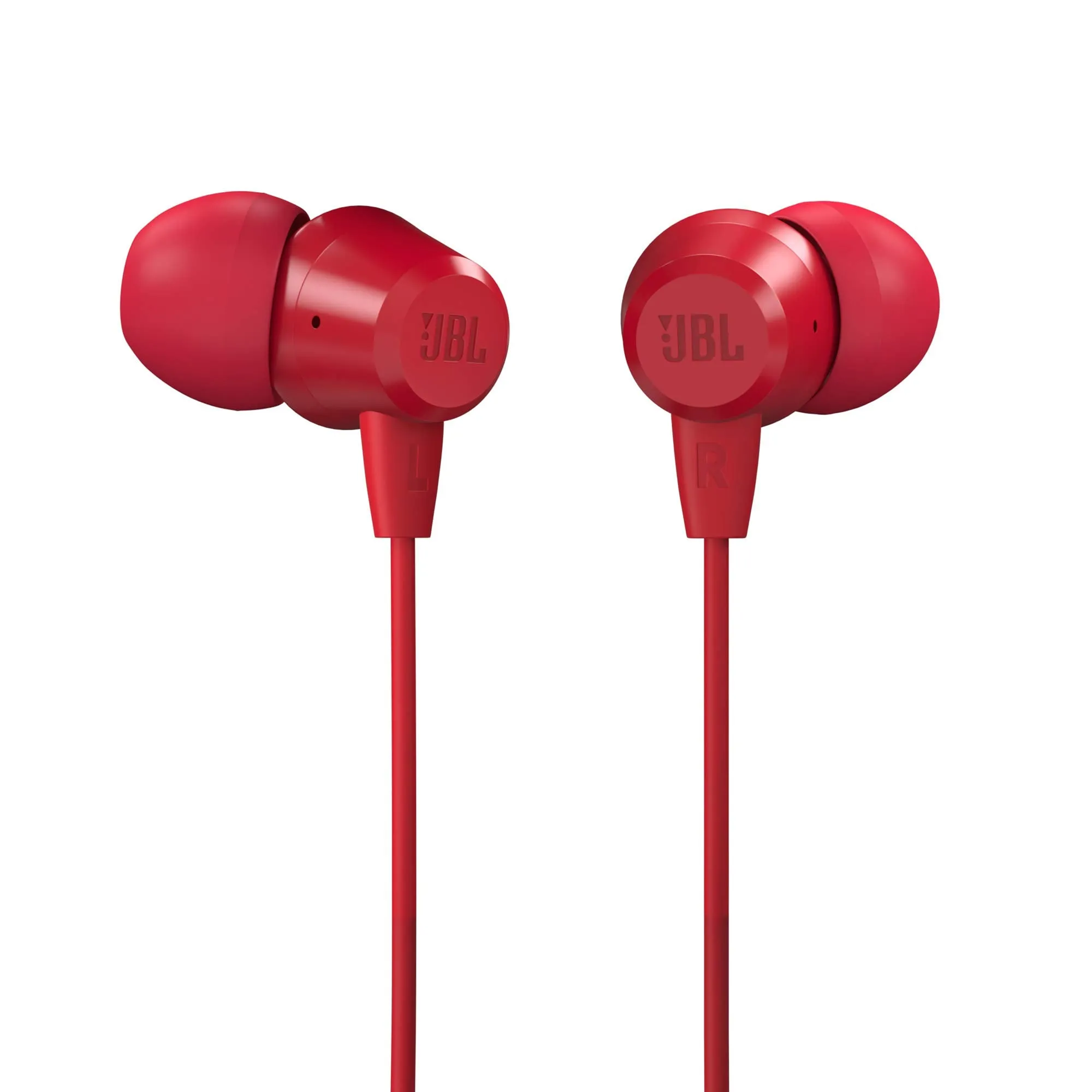 JBL C50HI, Wired in Ear Headphones with Mic, One Button Multi-Function Remote, Lightweight & Comfortable fit (Red)