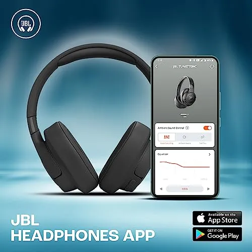 JBL Tune 770NC Wireless Over Ear ANC Headphones with Mic, Upto 70 Hrs Playtime, Speedcharge, Google Fast Pair, Dual Pairing, BT 5.3 LE Audio, Customize on Headphones App (Black)