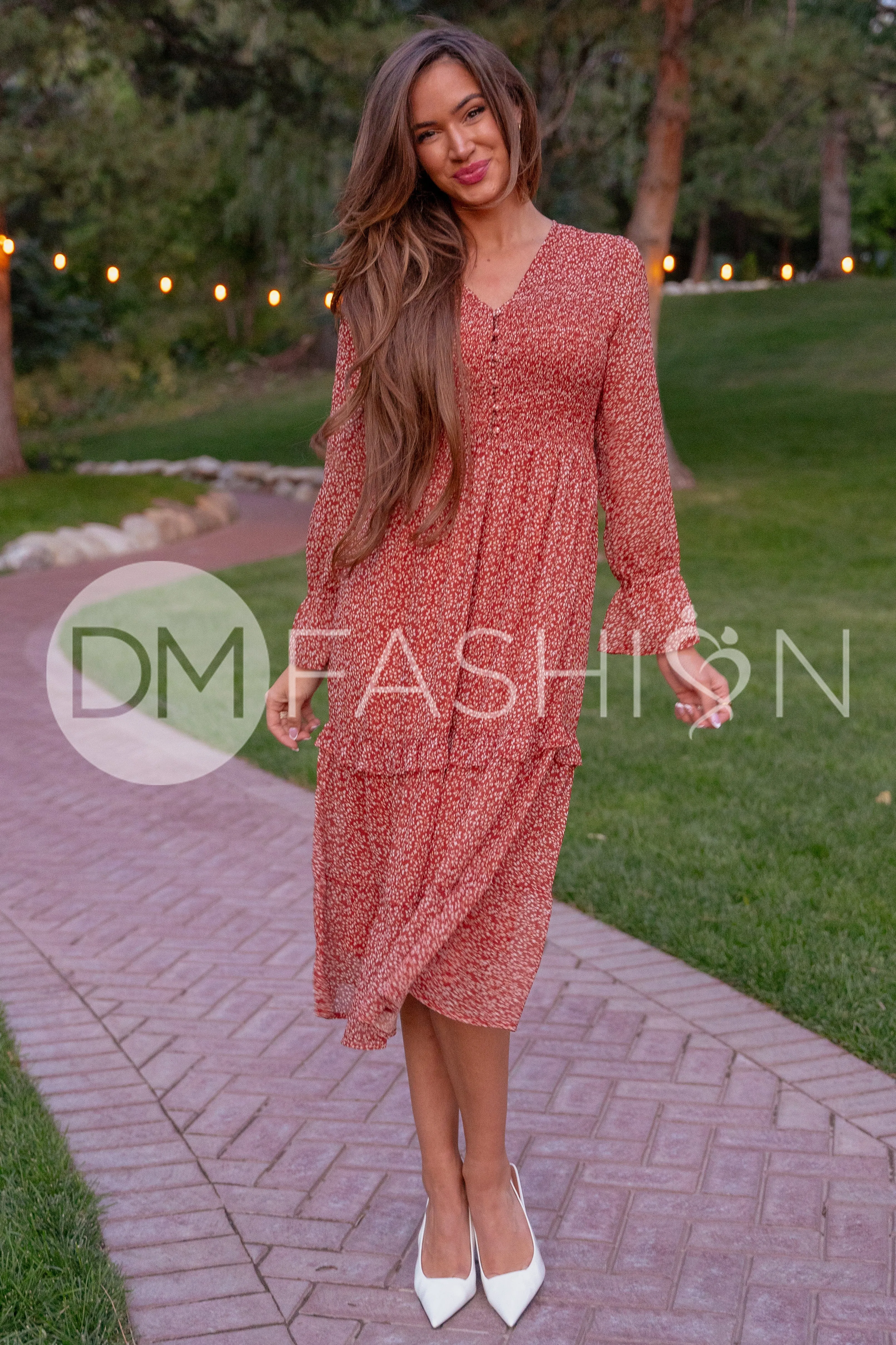 Kennedy Rust Floral Dress - DM Exclusive - Maternity & Nursing Friendly -  Restocked