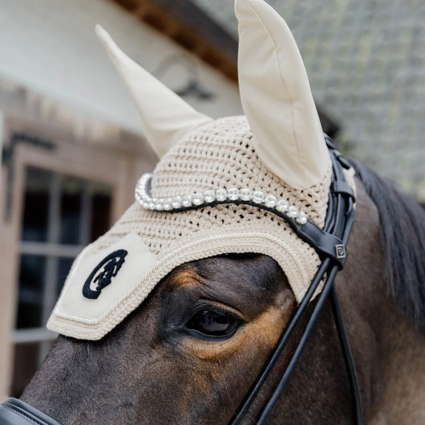 Kentucky Horsewear Wellington 3D Logo Fly Veil - Beige