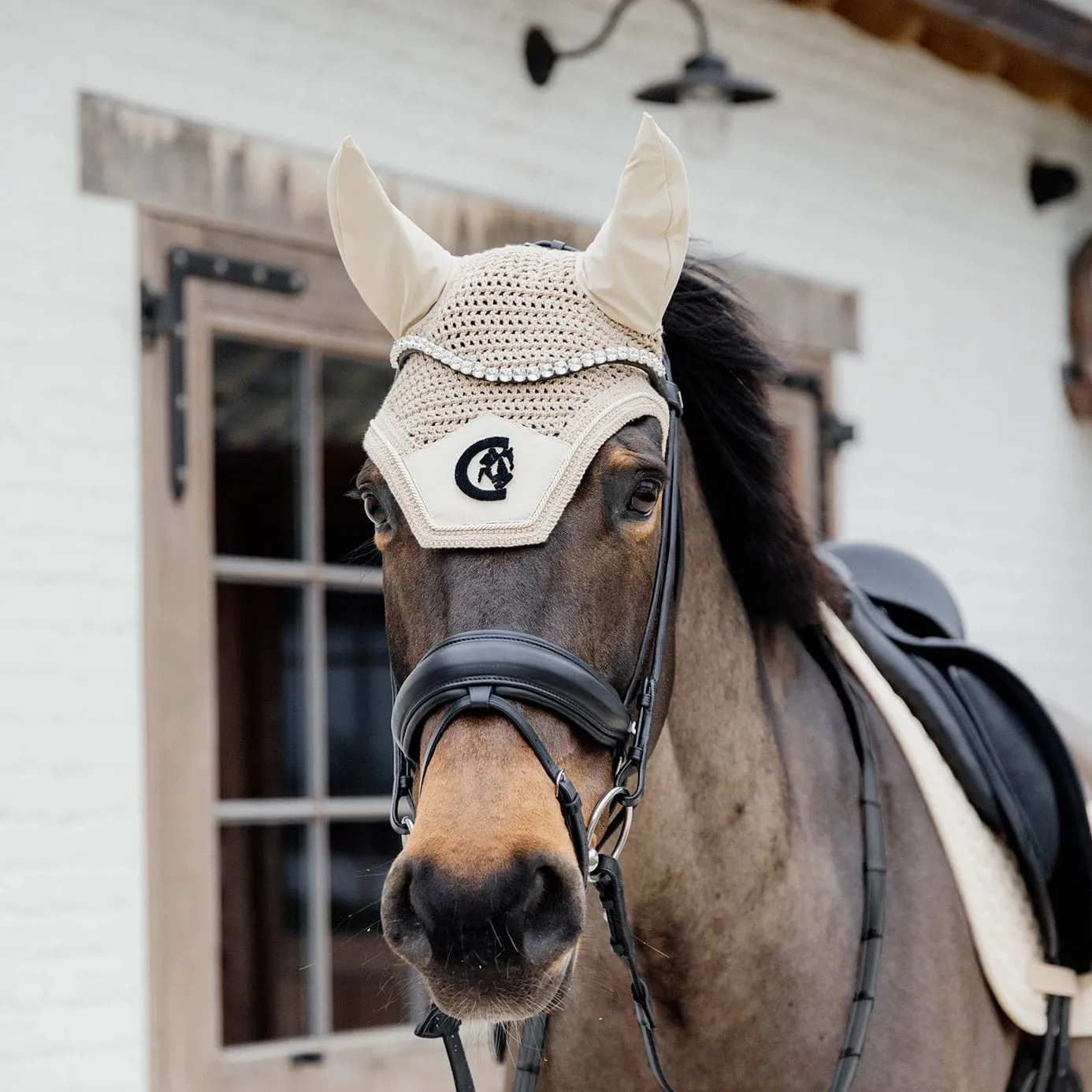 Kentucky Horsewear Wellington 3D Logo Fly Veil - Beige