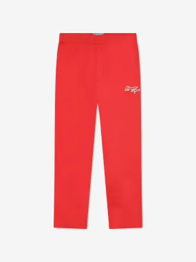 KENZO Boys Embroidered Badge Trousers in Red