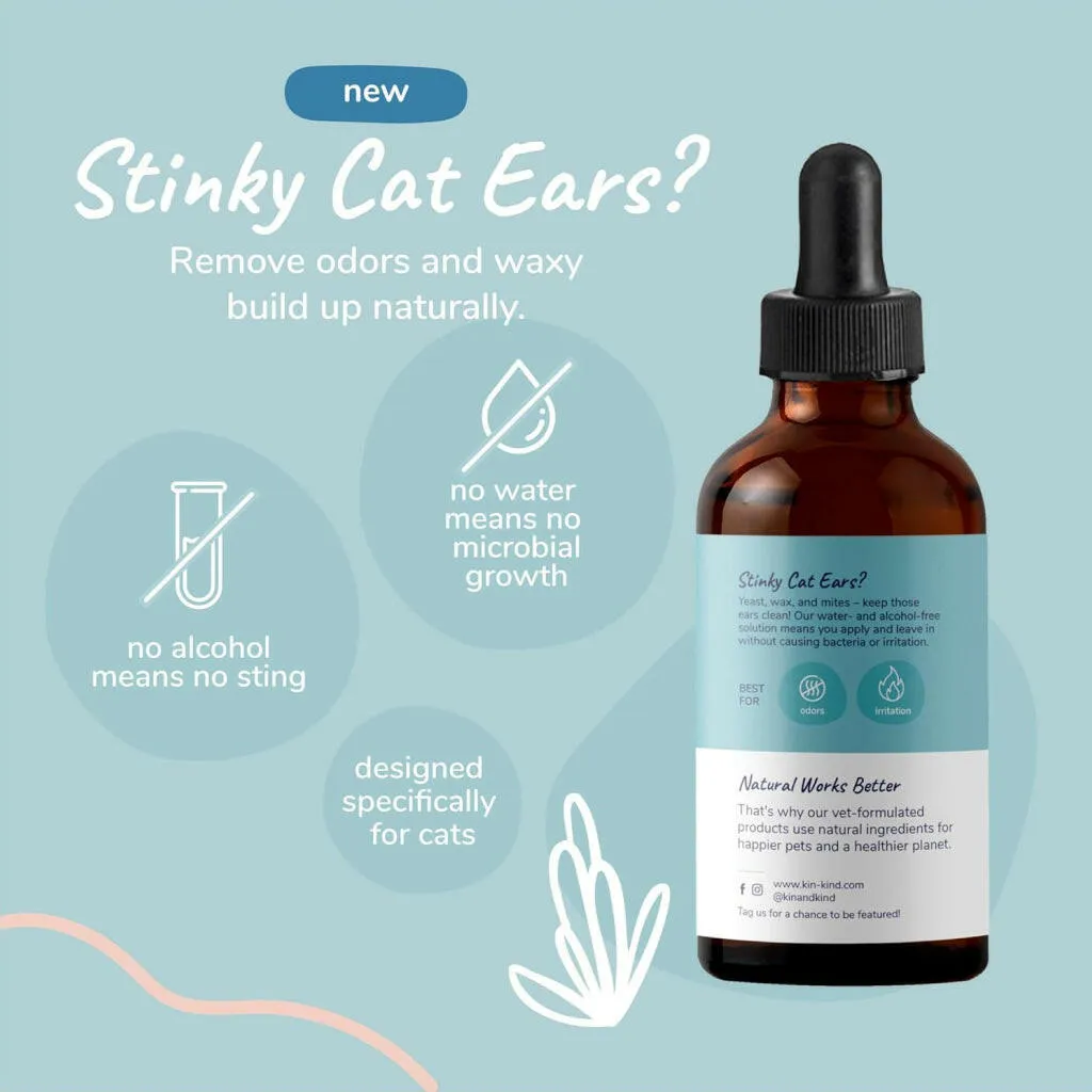 kin kind Kitty Ears 100% Natural Leave-In Cat Ear Cleaner (4 oz)