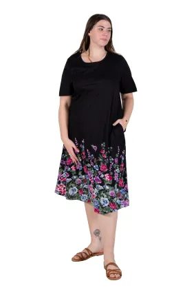 La Cera Plus Size 100% Cotton Knit Summertime Garden Dress