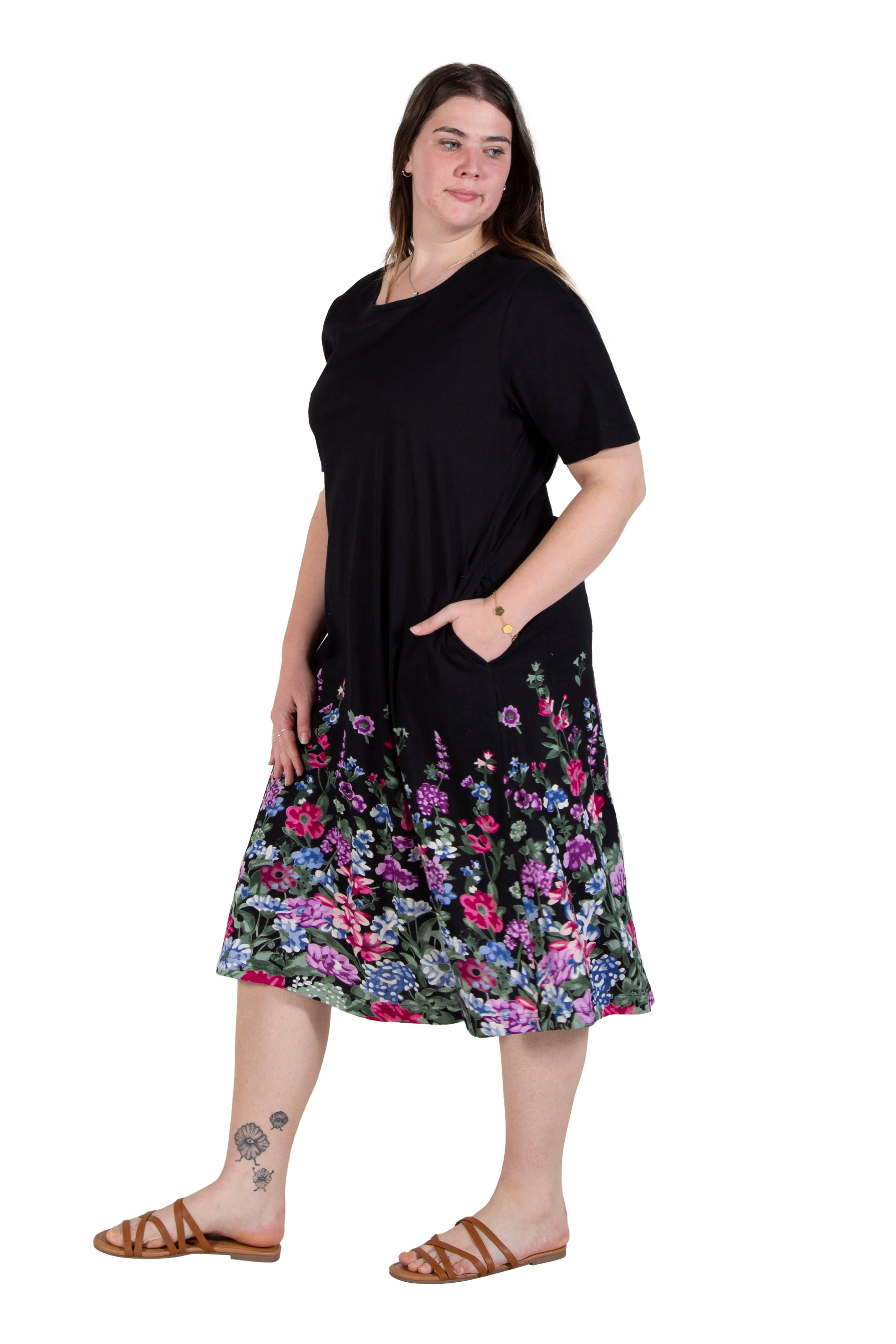 La Cera Plus Size 100% Cotton Knit Summertime Garden Dress