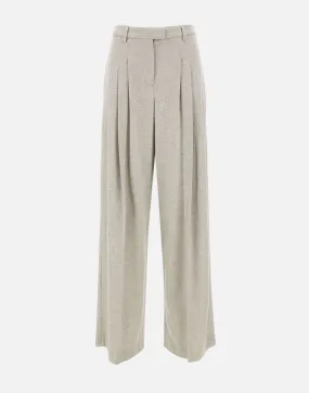 Light Grey Cotton Wool Palazzo Trousers