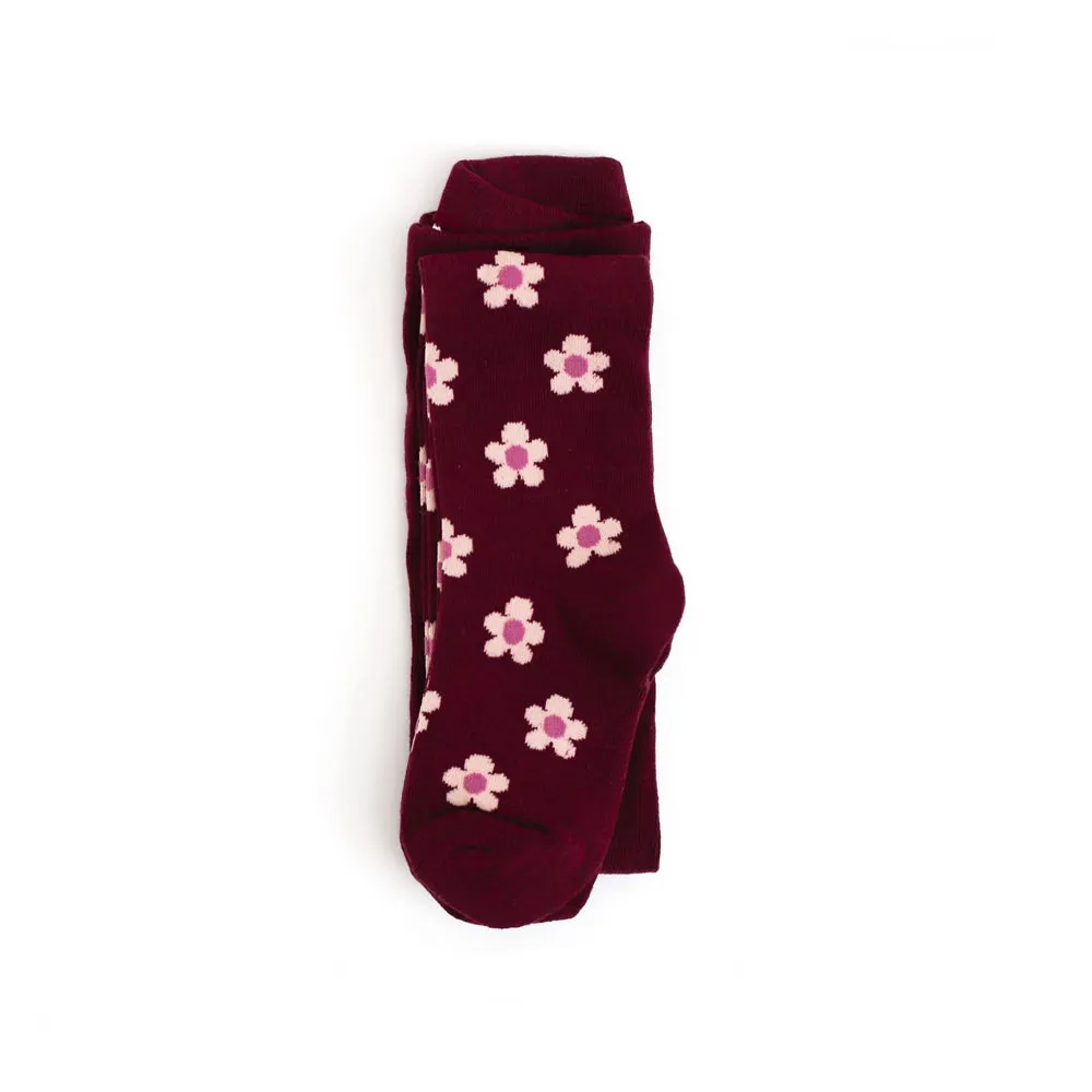 Little Stocking Co :: Burgundy Flower Knit Tights