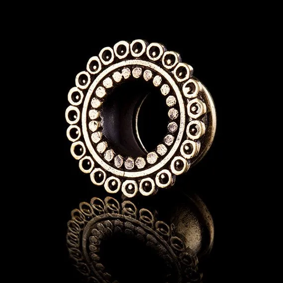 Mayan Vision Brass Eyelet-Flesh Tunnel