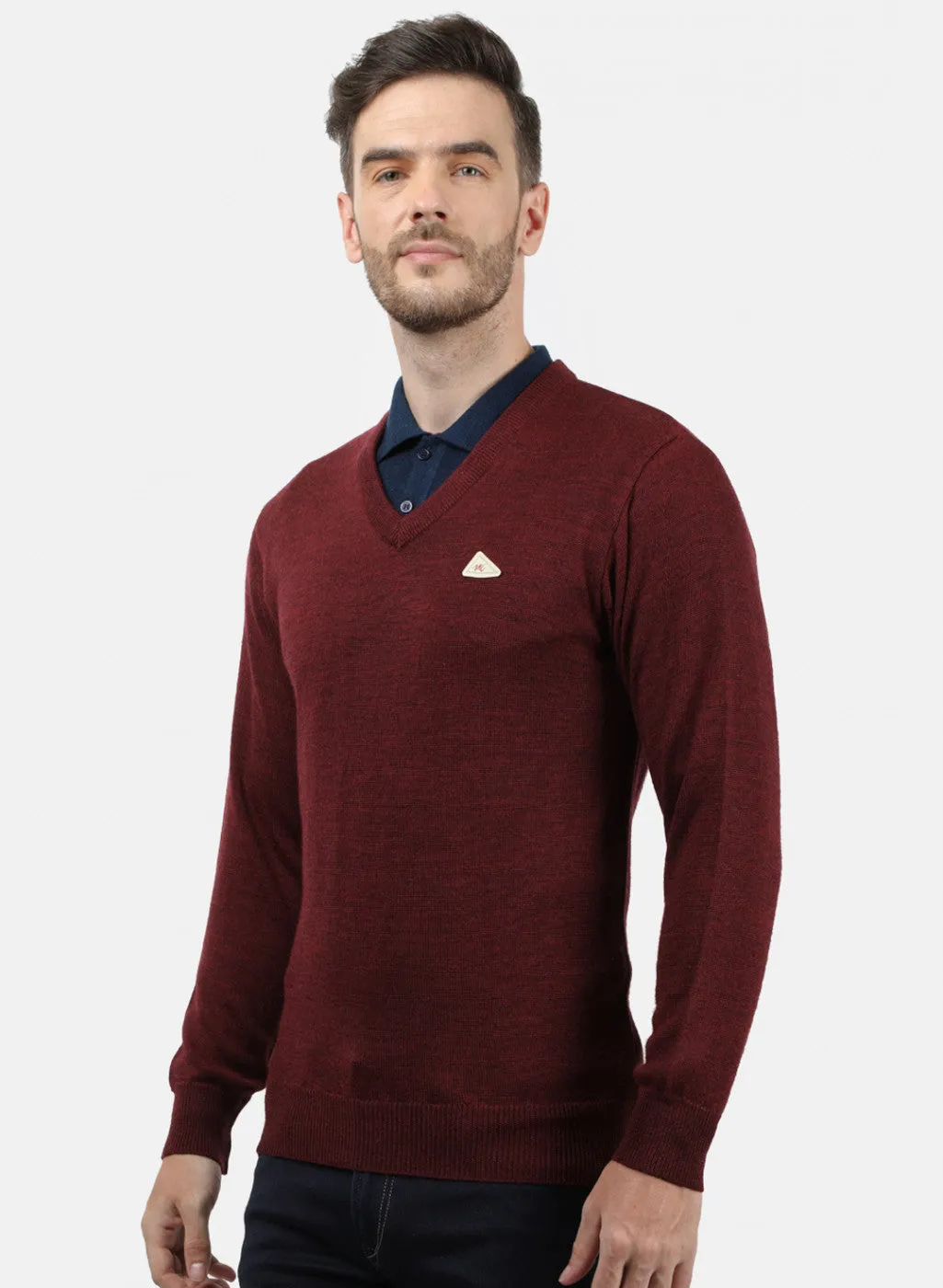 Men Maroon Solid Pullover