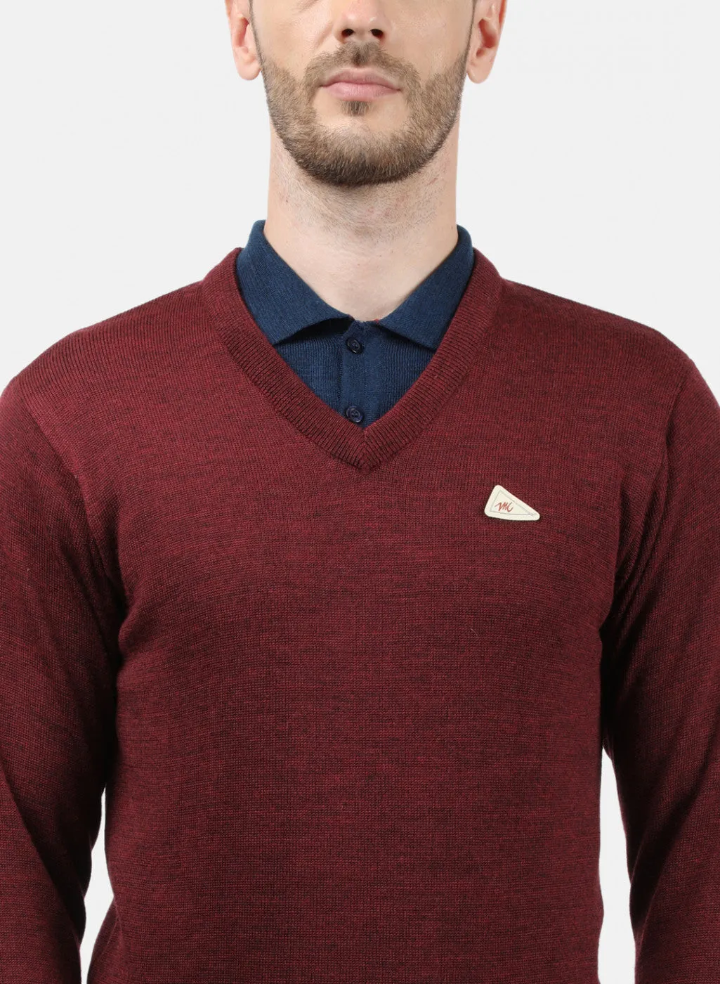 Men Maroon Solid Pullover