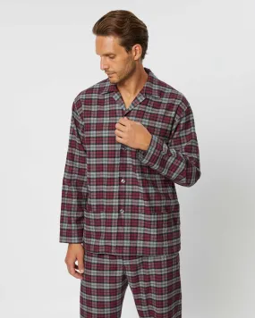 Men's Brushed Cotton Pyjamas - Litton Burgundy Tartan