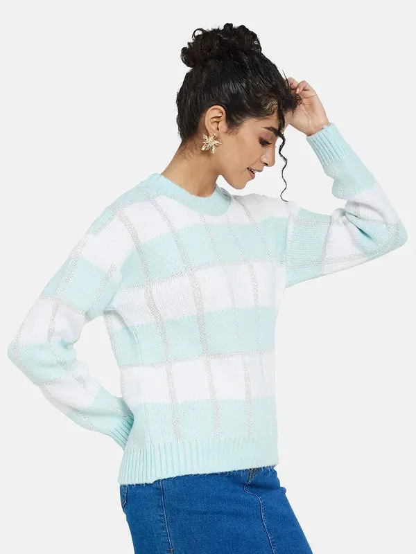 Mettle Women Blue Striped Pullover