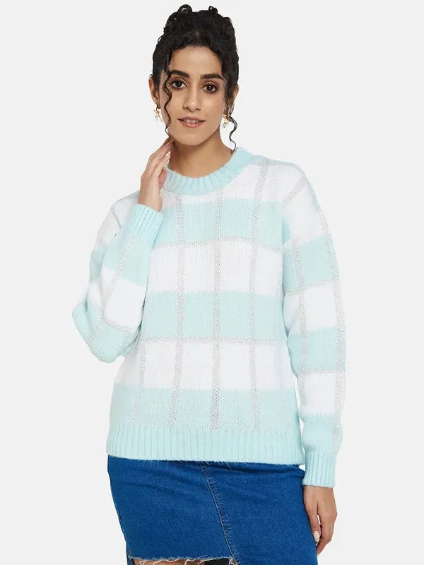 Mettle Women Blue Striped Pullover