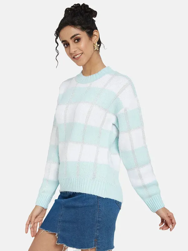 Mettle Women Blue Striped Pullover