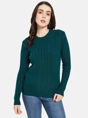 Mettle Women Green Striped Pullover