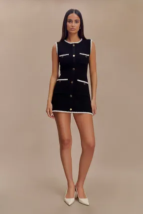 Mia Contrast Knit Mini Dress - Black/White