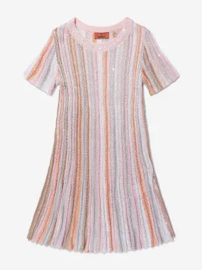 Missoni Girls Pleated Knit Dress in Multicolour