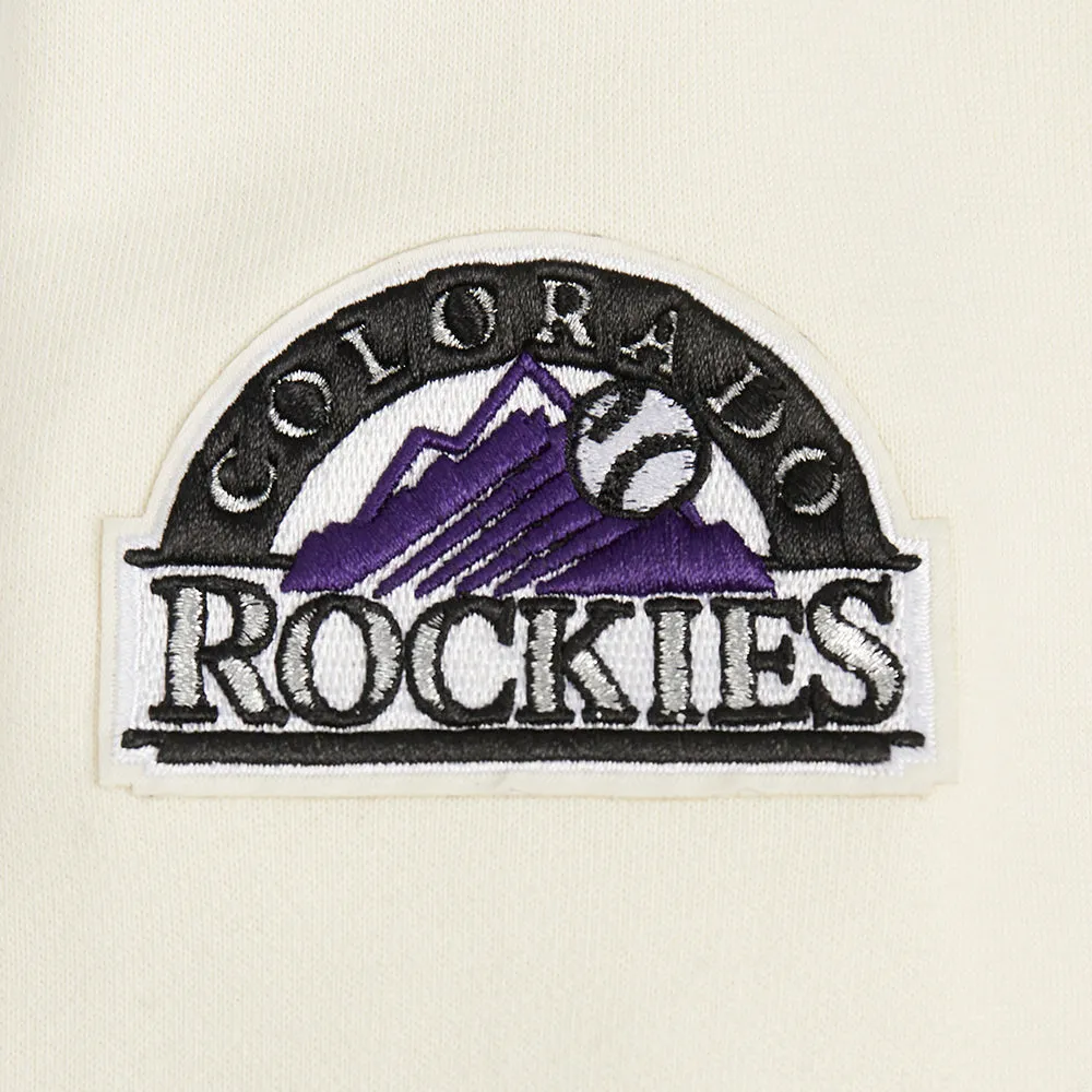 MLB COLORADO ROCKIES RETRO CLASSIC WOMEN'S RIB CROPPED PO HOODIE (EGGSHELL/ BLACK)