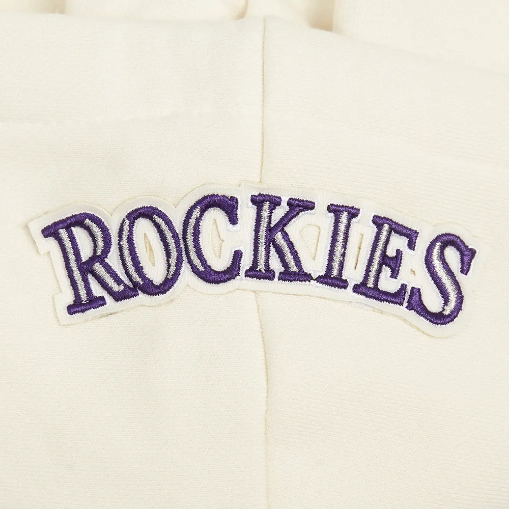 MLB COLORADO ROCKIES RETRO CLASSIC WOMEN'S RIB CROPPED PO HOODIE (EGGSHELL/ BLACK)