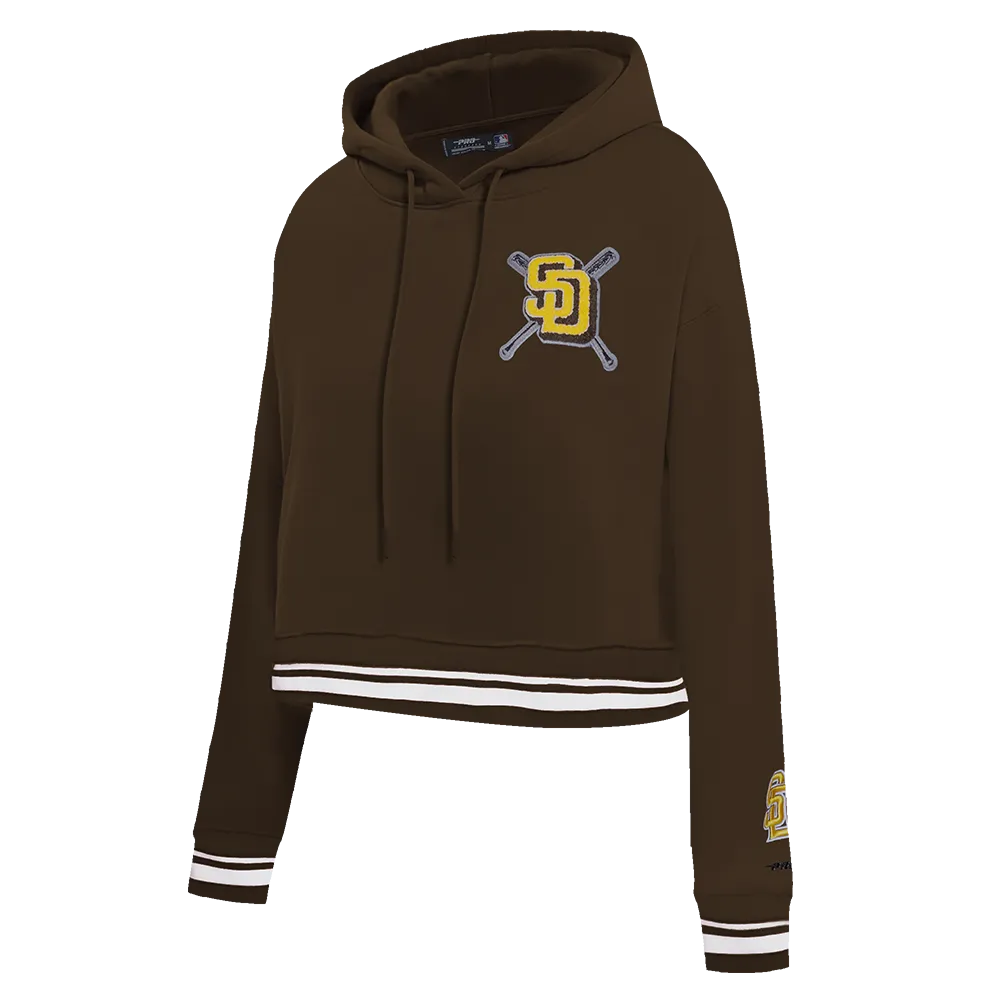 MLB SAN DIEGO PADRES MASHUP WOMEN'S RIB CROPPED PO HOODIE (BROWN)